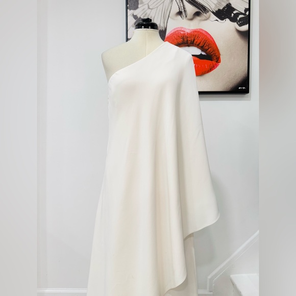 Sparrow Draped One-Shoulder Silk Gown Long Dress in White - Picture 5 of 14